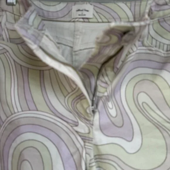 Wilfred Free Vera Pants Size 0 Green Gray Swirl Printed Cotton Stretch Twill - Picture 4 of 14